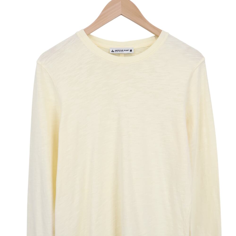 American Giant Women's Premium Slub Long Sleeve Crew Tee Pastel Yellow M NWOT - Picture 2 of 6